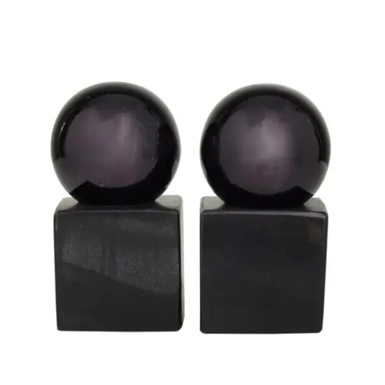 CosmoLiving by Cosmopolitan 7" Marble Orb Bookend Set Black {6}