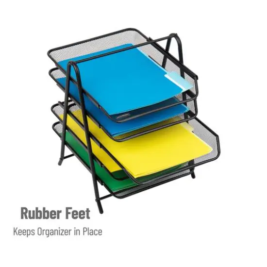 Mind Reader Network Collection Mesh Black 5-Tier Paper & File Desktop Organizer with File Folders {6}