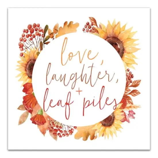 Love Laughter Leaf Piles Canvas Wall Art {1}