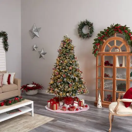 7.5ft. Pre-Lit Snow Tipped Aspen Spruce Artificial Christmas Tree, White LED Lights {10}