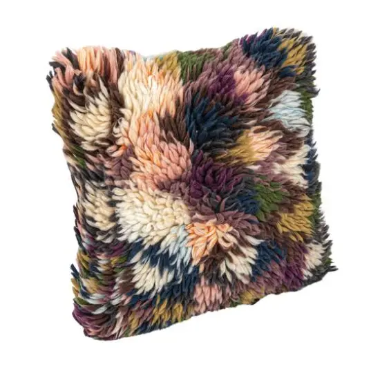 Hello Honey&reg; 20" Multicolored Woven Wool Shag Pillow {1}