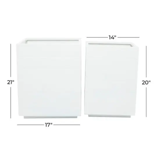 White Modern Planter, Set of 2" 17", 14" {8}
