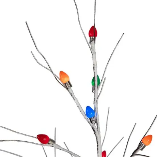 4ft. Pre-Lit Brown Frosted Christmas Twig Tree, Multicolor LED Lights {7}