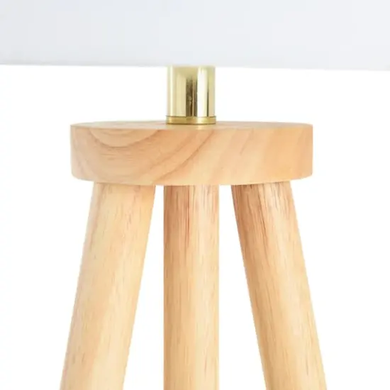 Hello Honey&reg; Mid-Century Modern Tripod Wood Floor Lamp with Linen Shade Natural {9}