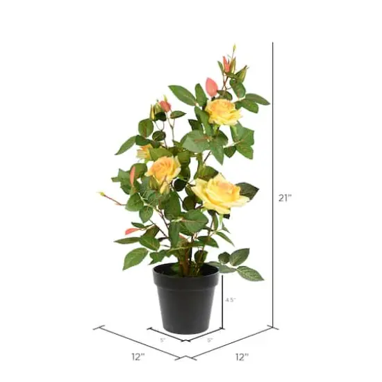 21" Artificial Yellow Rose Plant in Pot {4}