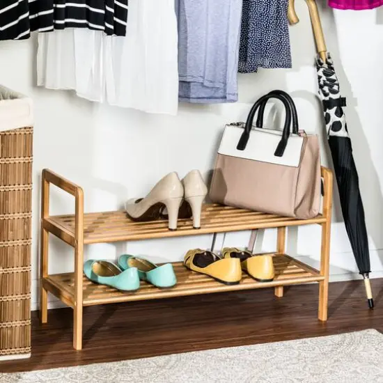 Honey Can Do 2-Tier Bamboo Shoe Rack {3}