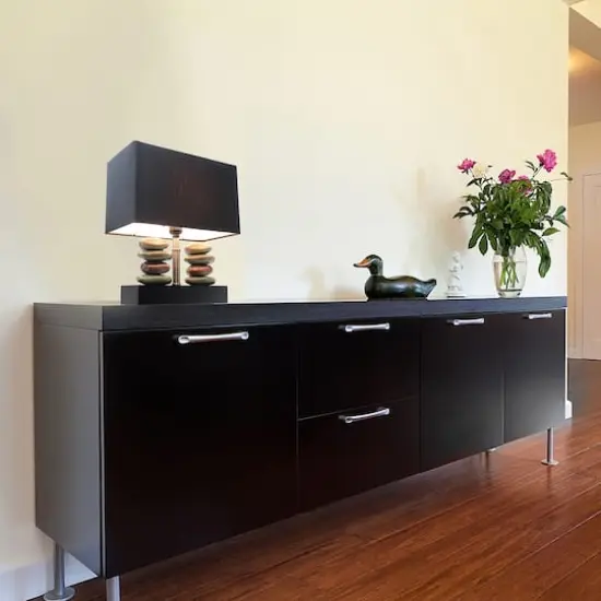 Elegant Designs&trade; 14" Rectangular Dual Stacked Stone Table Lamp with Black Shade {5}