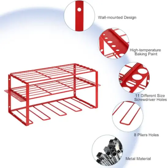NEX&trade; 16.5" Red Power Tool Organizer Wall Shelf {4}