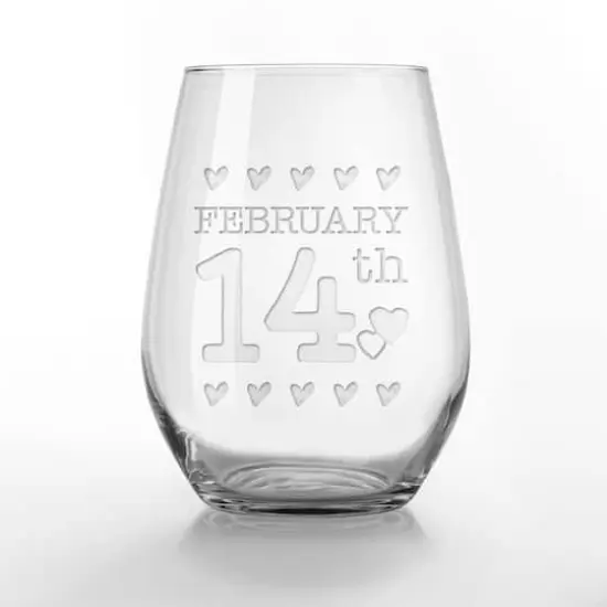 15oz. February 14th Engraved Stemless Wine Glass {1}