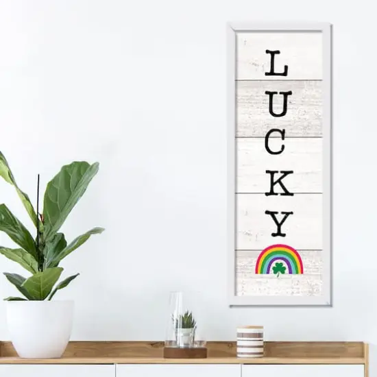 Lucky Wood Slats Rainbow 12" x 36" Black Framed Print Under Plexiglass {3}