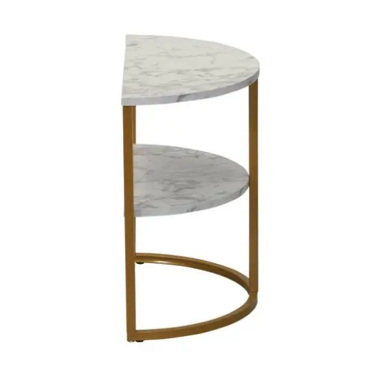 Household Essentials 18" 2-Tier Half Moon End Table White {9}