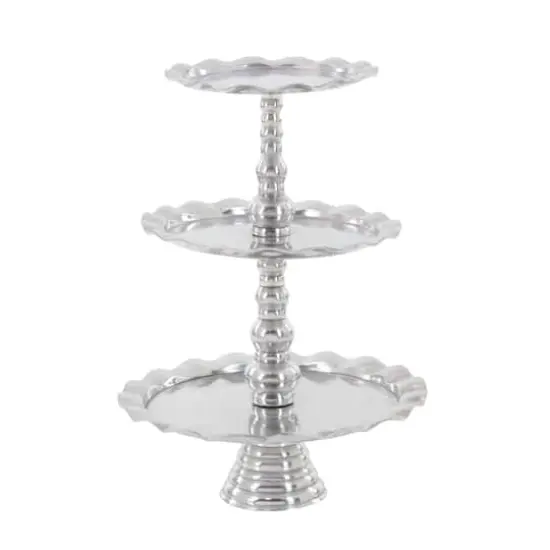 24" Silver Aluminum 3-Tier Tray Stand {3}