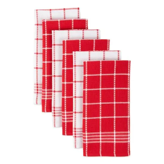 DII&reg; Waffle Weave Dishtowels, 6ct. Red {4}