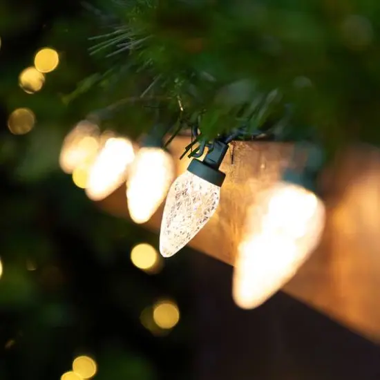 100ct. Faceted LED C9 Christmas String Lights Warm White {6}