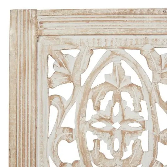 Cream Traditional Floral Mango Wood Wall D&eacute;cor {4}