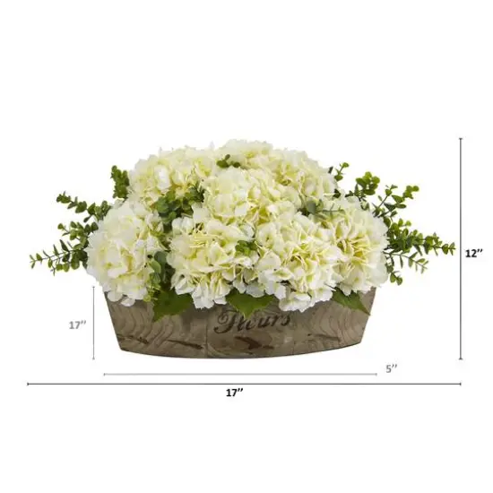 17" Hydrangea and Eucalyptus Artificial Arrangement {3}