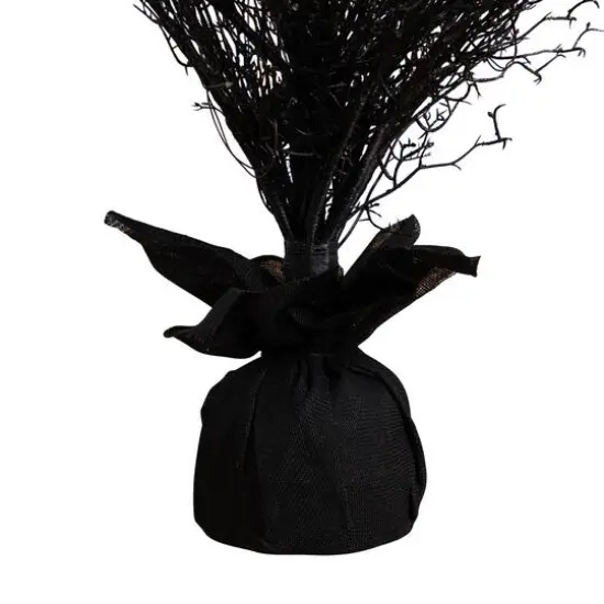 5ft. Pre-Lit LED Halloween Black Twig Artificial Fall Tree in Burlap Planter {6}