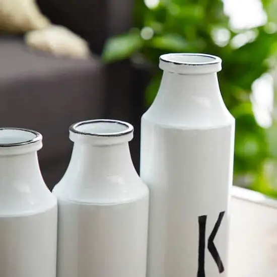 White Iron Farmhouse Decorative Milk Bottles Set {5}