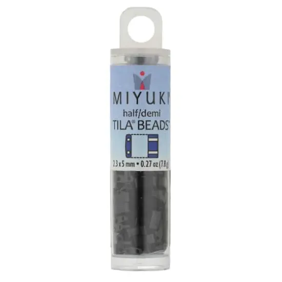Miyuki&reg; Half Tila&reg; 5mm 2-Hole Glass Seed Beads Jet Black {4}