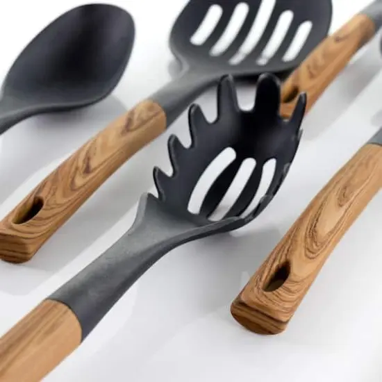 MegaChef Black Nylon & Wood Cooking Utensils Set, 7ct. {4}