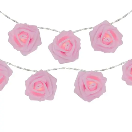 10ct. Pink Rose Flower LED String Lights with Clear Wire {1}