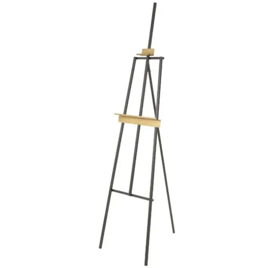 68.5" Black Metal Painter's Inspired 4-Tier Display Easel with Gold Accents {1}