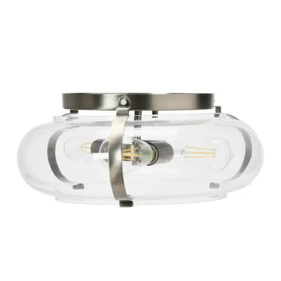 Hello Honey&reg; Robert Stevenson Lighting Alston 16" Antique Nickel Glass & Metal Flush Mount Ceiling Light {8}