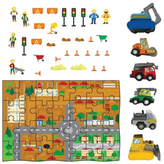 Hinkler Pull-Back and Go Construction Vehicles Floor Puzzle {5}