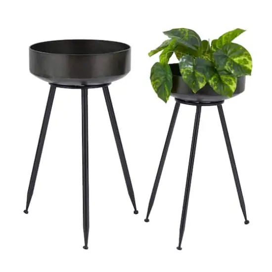 Set of 2" Black Metal Modern Planter, 20" x 20" x 20" {4}