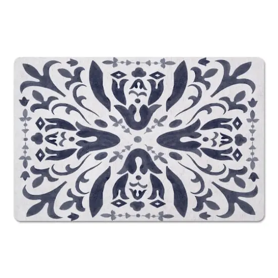 Distressed Floral Floor Mat {1}