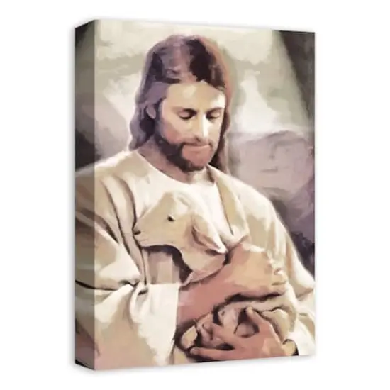 Jesus with Lamb Canvas Wall Art {3}