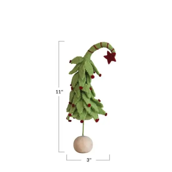 Hello Honey&reg; 11" Green & Red Wool Felt Tree with Star {4}