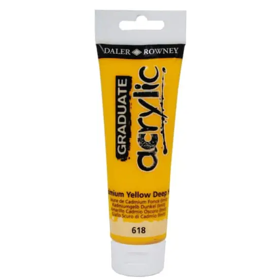 Daler-Rowney&reg; Graduate Acrylic Paint, 120mL 618 Cadmium Yellow Deep Hue {1}
