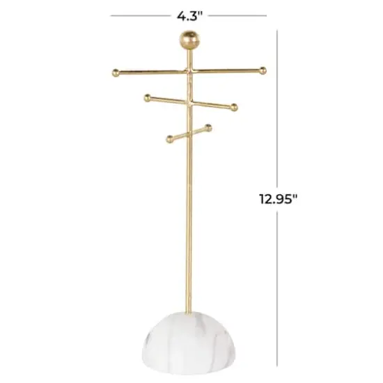 13" Gold Metal 6-Slot Jewelry Stand with White Base {5}