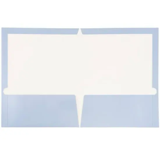 JAM Paper Glossy Laminated Two Pocket Folders, 100ct. Baby Blue {4}