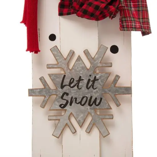 Glitzhome&reg; 35" Wooden Snowman Family Porch Sign {8}