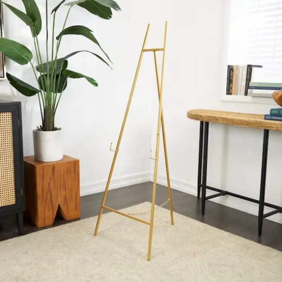 56" Gold Metal Geometric Tall Adjustable Floor 3-Tier Easel {5}