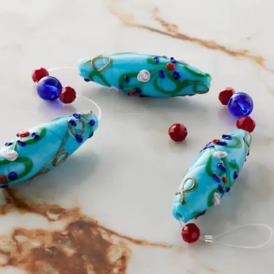 Blue Lampwork Glass Oval Bead Mix by Bead Landing&trade; {3}