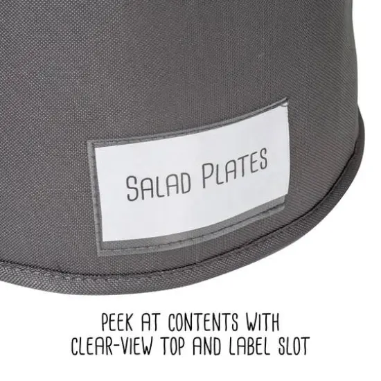 Honey Can Do 12" Gray Round Dinnerware Storage Box {13}