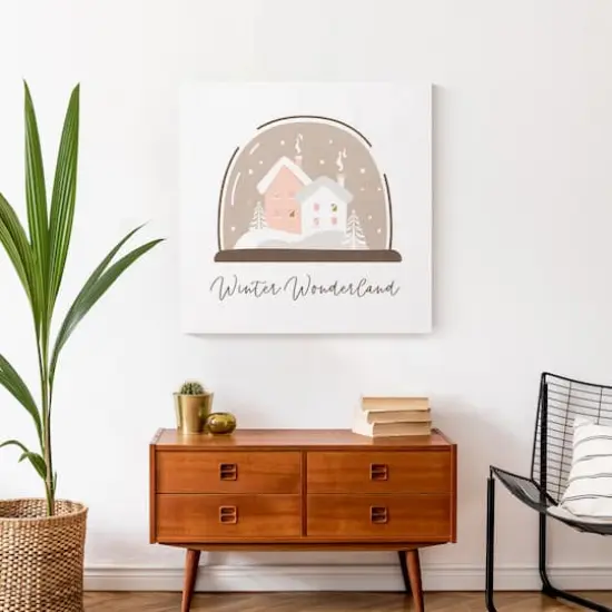 Winter Wonderland Snow Globe 24x24 Canvas Wall Art {5}