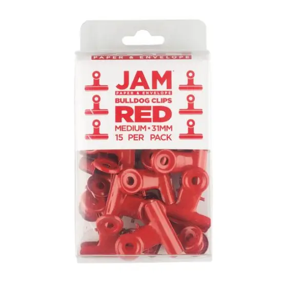 JAM Paper 31mm Metal Bulldog Clips, 15ct. Red {2}