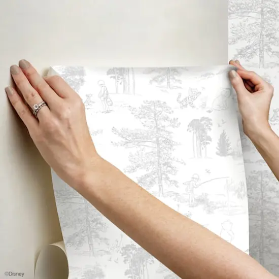 RoomMates Winnie The Pooh Gray Toile Peel & Stick Wallpaper {6}