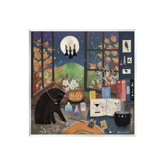 Stupell Industries Halloween Witches Autumn Moon Wall Plaque Art {1}