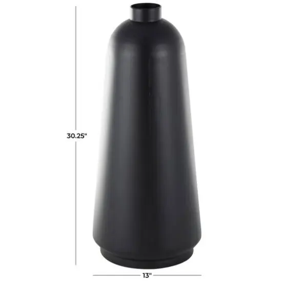 Black Metal Vase with Narrow Opening {8}