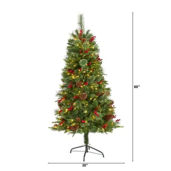 5ft. Pre-Lit Norway Mixed Pine Artificial Christmas Tree, Clear LED Lights {8}