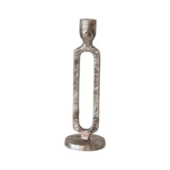 Hello Honey&reg; 11" Oxidized Silver Finish Tall Aluminum Taper Candleholder {1}