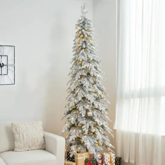 9ft. Pre-Lit Spruce Artificial Christmas Tree, Warrm White LED Lights {4}