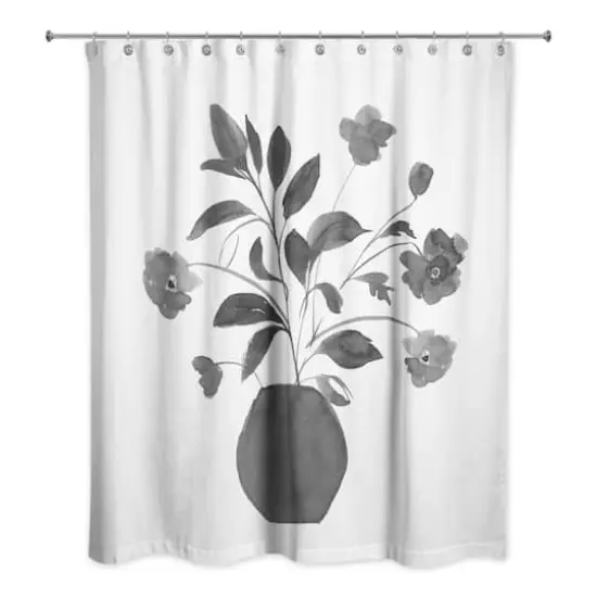 Monochromatic Floral II 71" x 74" Shower Curtain {1}