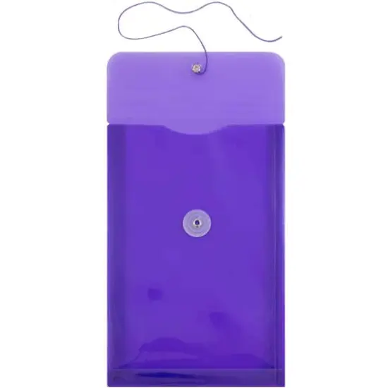 JAM Paper 6.25" x 9.25" Button & String Tie Closure Plastic Envelopes, 12ct. Purple {4}