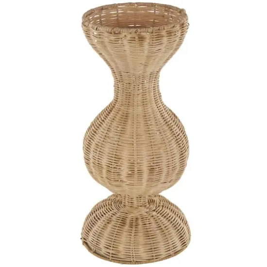 16.25" Brown Rattan Hourglass Vase with Dome Base {1}